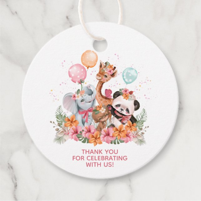 Girl Safari Animals Geschenkanhänger (Vorderseite)