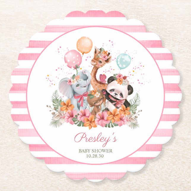 Girl Safari Animals Untersetzer (Vorderseite)