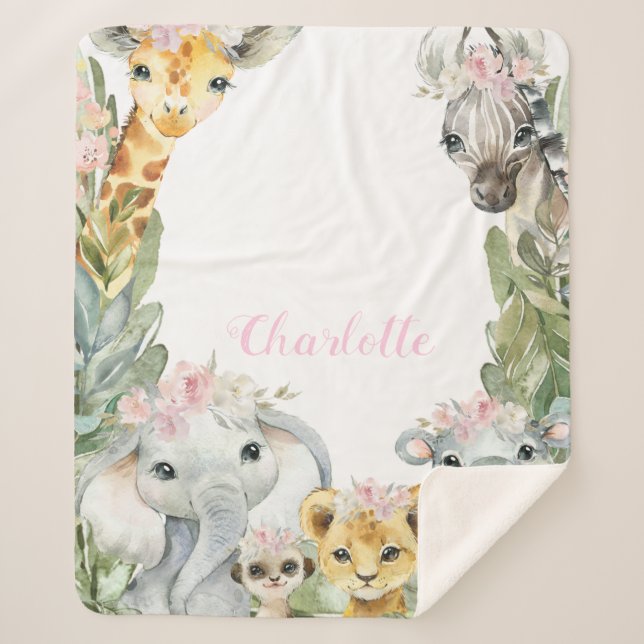 Girl Safari Baby Blanket Sherpadecke (Vorderseite)