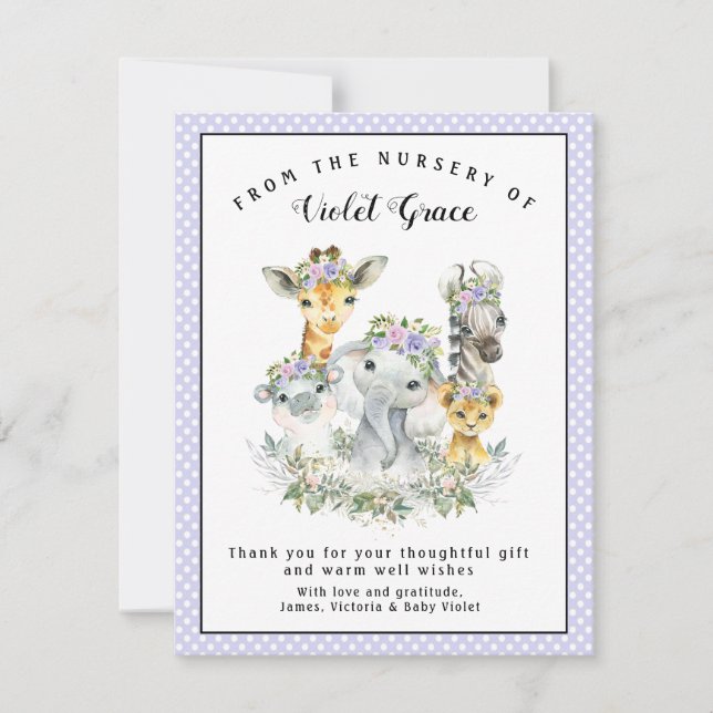 Girl Safari Baby Dusche Vielen Dank Karten (Vorderseite)