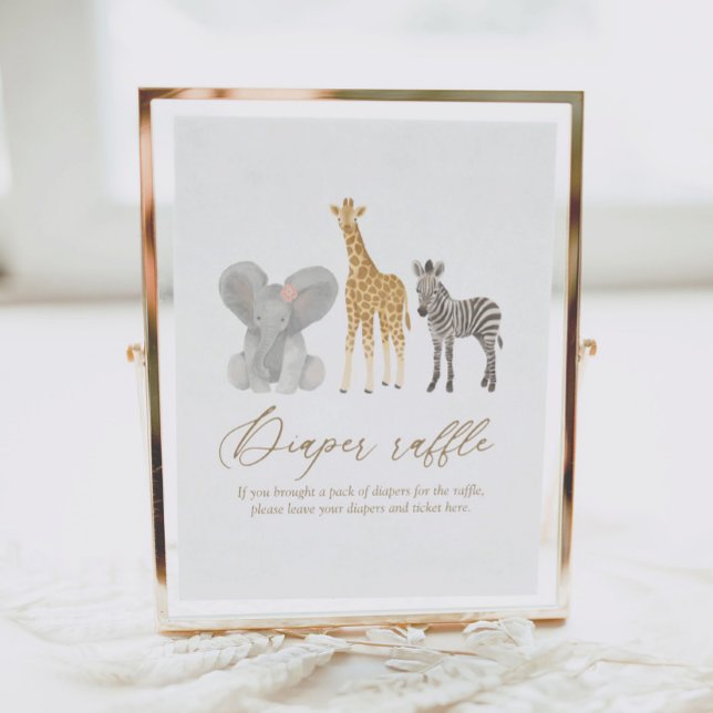 Girl Safari Baby Dusche Windeln Raffle-Zeichen Poster (Von Creator hochgeladen)