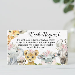 Girl Safari Baby Showbook Request Cards Visitenkarte