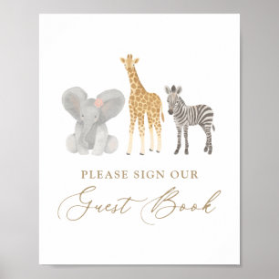 Girl Safari Baby Showbuchzeichen Poster