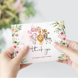 Girl Safari Tiere Baby Dusche danke Karte