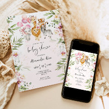 Girl Safari Tiere Baby Dusche Einladung