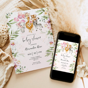 Girl Safari Tiere Baby Dusche Einladung