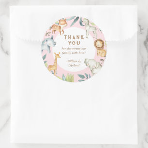 Girl Safari-Tiere boho bohemianische Babydusche Runder Aufkleber