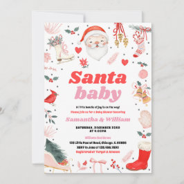 Girl Santa Baby Babydusche Einladung