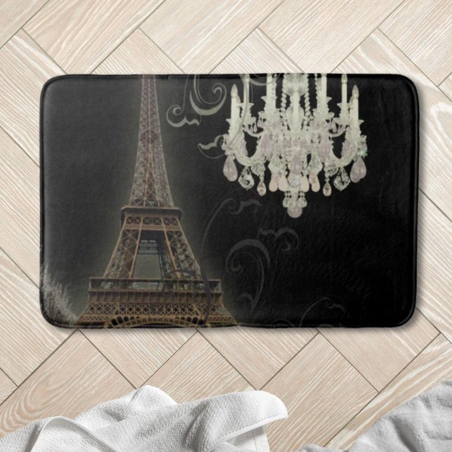 Girl-schicke Retro-Mode-Paris-Eiffelturm Badematte (girly chic retro fashion paris eiffel tower bath mat)