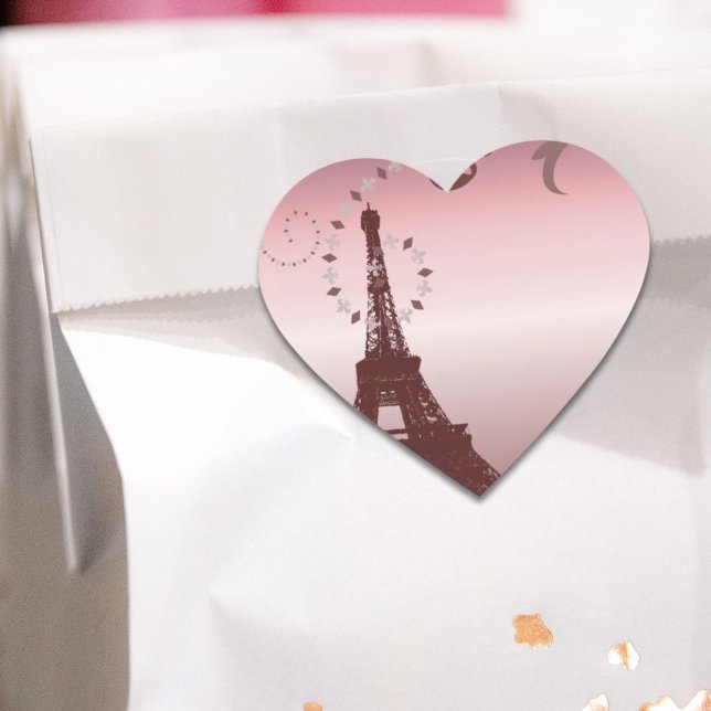 Girl-schicke Retro-Mode-Paris-Eiffelturm Herz-Aufkleber (girly chic retro fashion paris eiffel tower heart sticker)