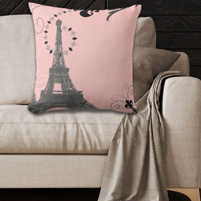 Girl-schicke Retro-Mode-Paris-Eiffelturm Kissen (girly chic retro fashion paris eiffel tower throw pillow)