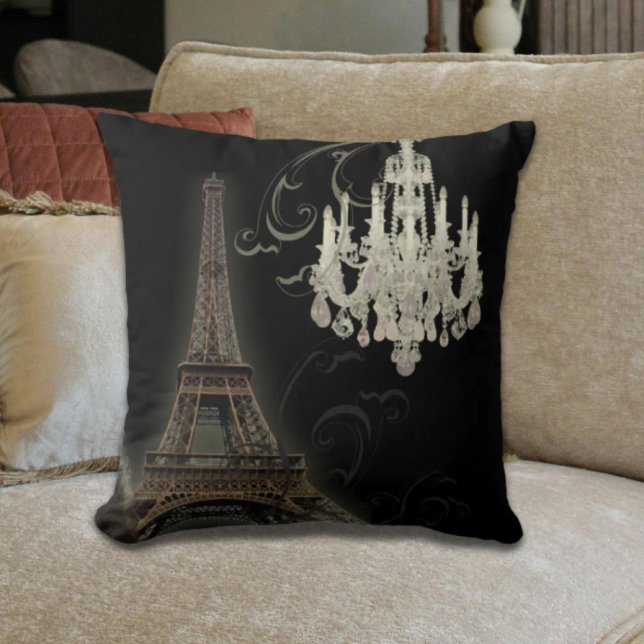 Girl-schicke Retro-Mode-Paris-Eiffelturm Kissen (girly chic retro fashion paris eiffel tower throw pillow)
