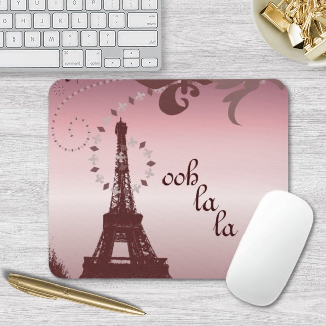 Girl-schicke Retro-Mode-Paris-Eiffelturm Mousepad (girly chic retro fashion paris eiffel tower mouse pad)