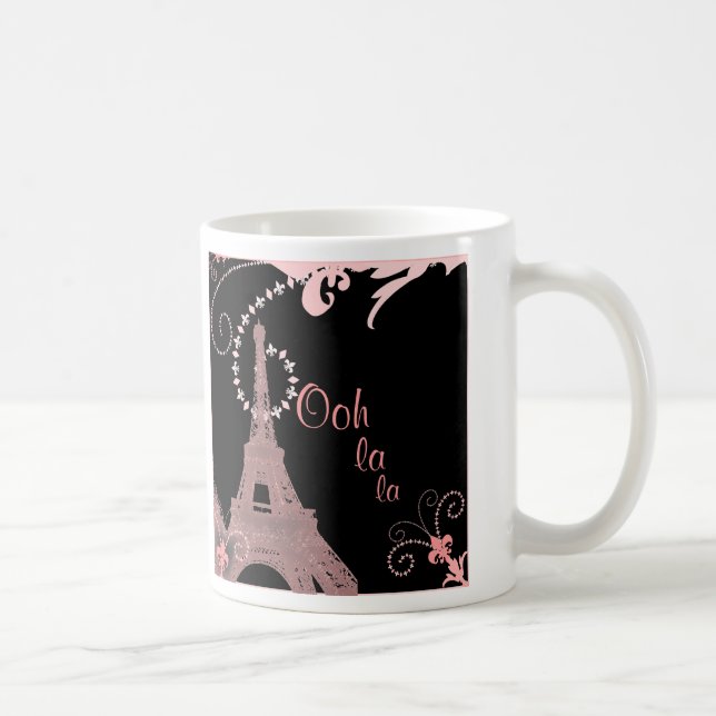 Girl-schicke Retro-Mode-Paris-Eiffelturm Tasse (Rechts)