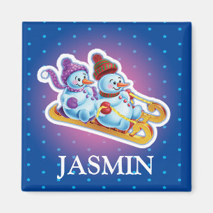 Gir'l Schneemänner als Kühlschrankmagnet Magnet