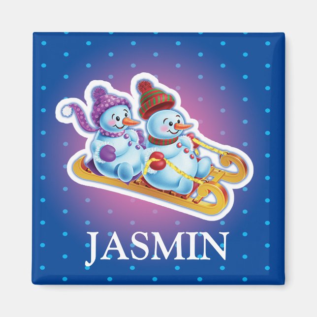 Gir'l Schneemänner als Kühlschrankmagnet Magnet (Vorne)