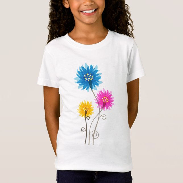 Girl schöne Blume T-Shirt (Vorderseite)