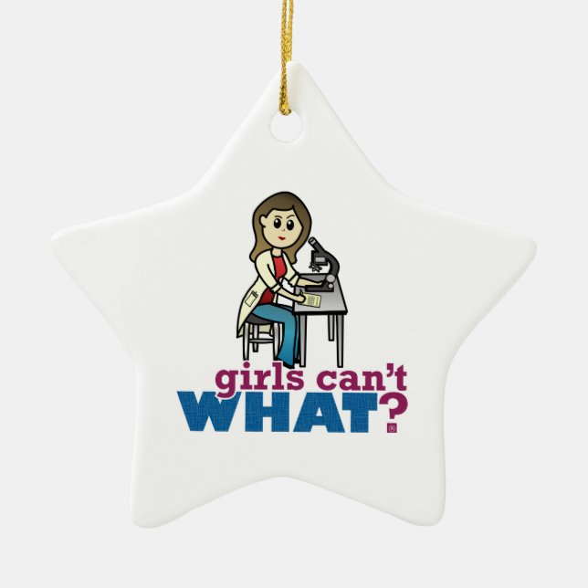 Girl Scientist Keramik Ornament (Vorne)