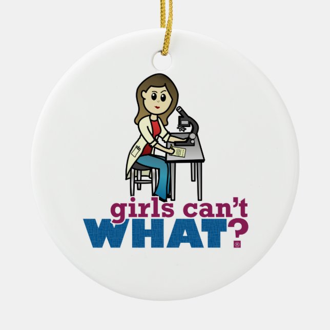 Girl Scientist Keramik Ornament (Vorne)