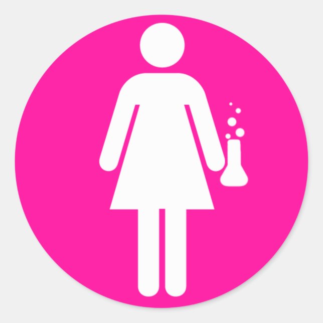 Girl Scientist Runder Aufkleber (Vorderseite)