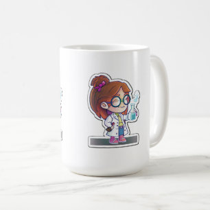 Girl Scientist Sticker Art Classic Tasse, 15 oz Kaffeetasse