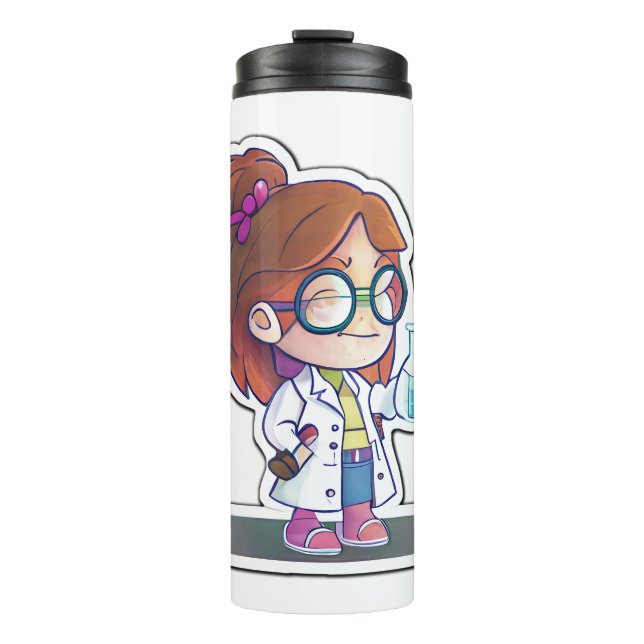 Girl Scientist Sticker Art Thermal Tumbler Thermosbecher (Vorderseite)