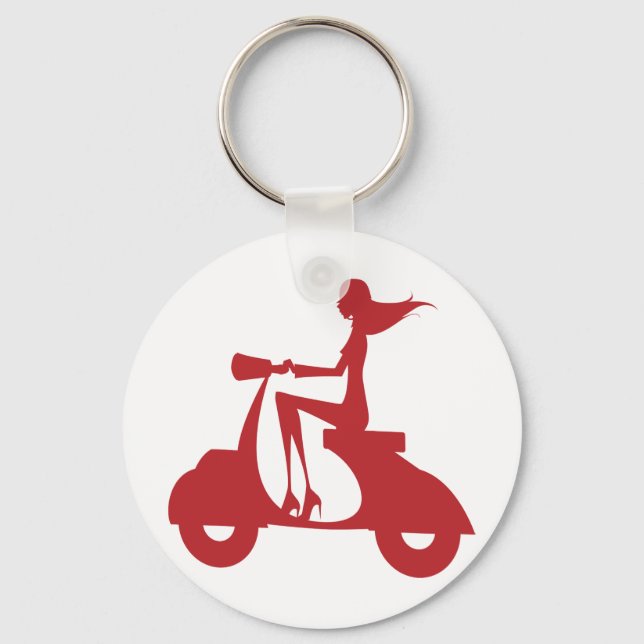 Girl Scooter rot Schlüsselanhänger (Vorderseite)
