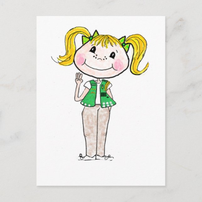 Girl Scout Junior Behaltend Versprechen Postkarte (Vorderseite)