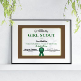 Girl Scouting Brownies Service Certificate