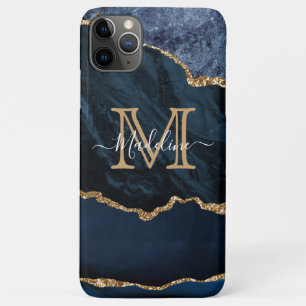 Girl Script Monogram Navy Blue Agate Geode Case-Mate iPhone Hülle
