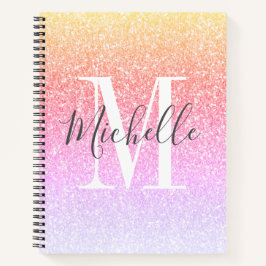Girl Script Rainbow Glitzer Glitzern Monogram Notizbuch