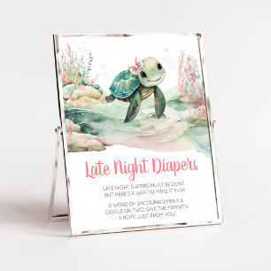 Girl Sea Turtle Baby Dusche Spate Night Diapers Poster