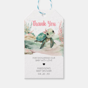 Girl Sea Turtle Baby Shower Fevor Tags Geschenkanhänger