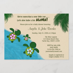 GIRL Sea TURTLE Baby Shower Invite PINK (Honu) 01B Einladung