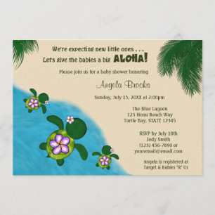 GIRL Sea TURTLE Baby Shower Invite TWIN (Honu) 04C Einladung