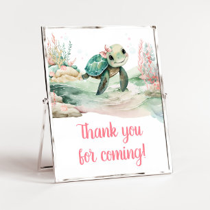 Girl Sea Turtle Baby Shower Vielen Dank für Ihr Ko Poster