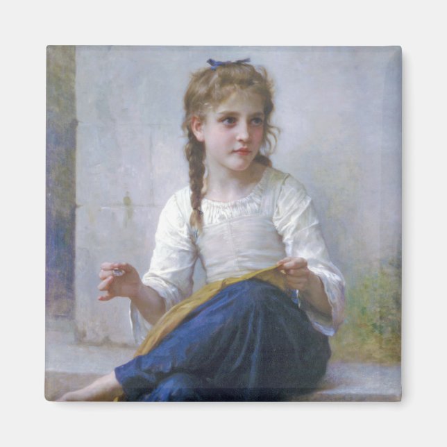 Girl Sewing, Bouguereau Magnet (Vorne)