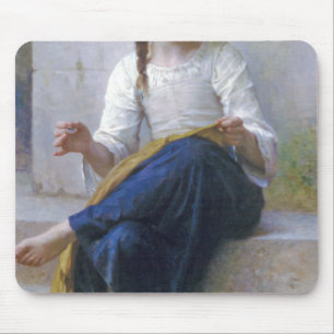 Girl Sewing, Bouguereau Mousepad