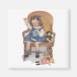 Girl Sewing Dolles Magnet