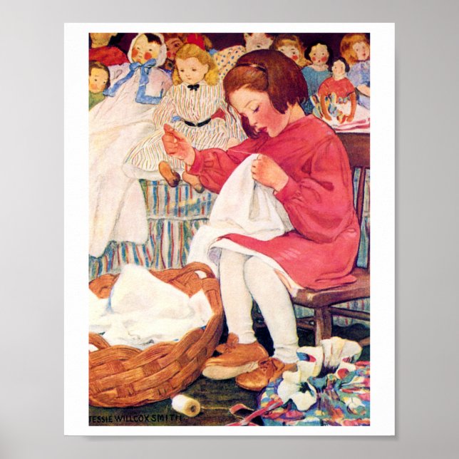 Girl Sewing, Jessie Willcox Smith Poster (Vorne)