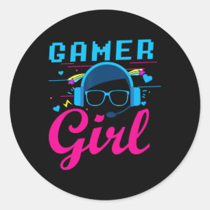 Girl-Shirt-Videospielgeschenke für Gaming-Gamer Runder Aufkleber