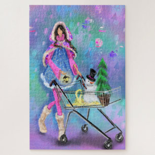 Girl Shopping Weihnachtsgeschenke Puzzle Malerei