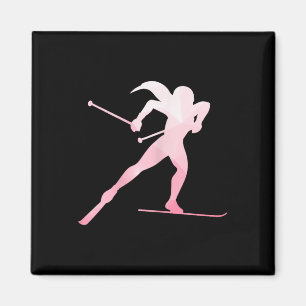 Girl Silhouette Langlaufen Wintersport Magnet