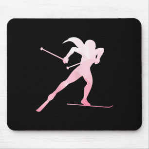 Girl Silhouette Langlaufen Wintersport Mousepad