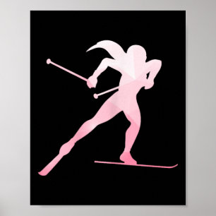 Girl Silhouette Langlaufen Wintersport Poster