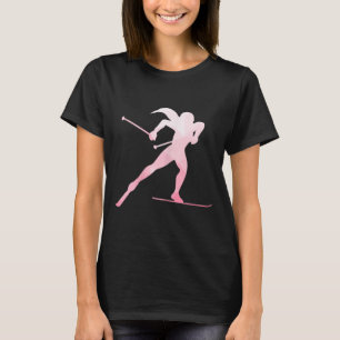 Girl Silhouette Langlaufen Wintersport T-Shirt