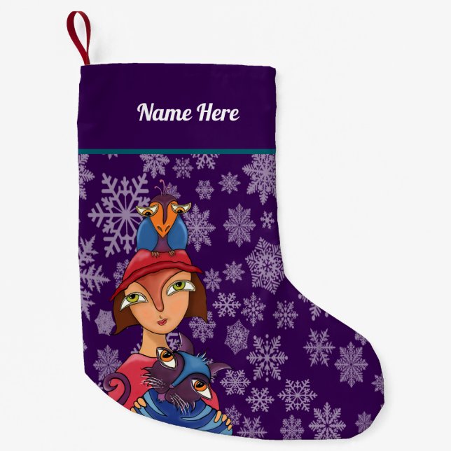Girl Silhouette Xmas stocking. Kleiner Weihnachtsstrumpf (Vorderseite)
