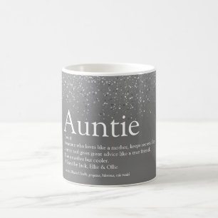 Girl Silver Glitzer Cool Tante Tante Definition Kaffeetasse
