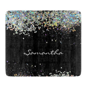 Girl Silver Glitzer Individuelle Name Schneidebrett