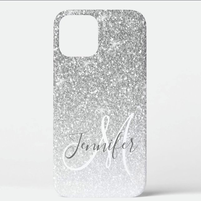 Girl Silver Glitzer Sparkle Monogram Name Case-Mate iPhone Hülle (Von Creator hochgeladen)